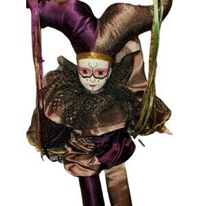 Brinn’s Pierrot Harlequin Jester Doll Limited Edition Porcelain Musical EUC